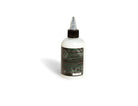 White plastic bottle with black cap and clear nozzle labeled instructional in green for intenz stencil stuff product