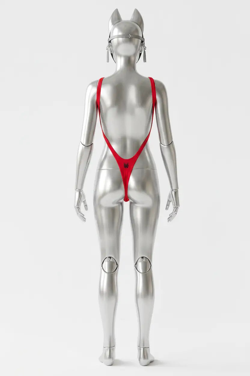 Red Tribal Trikini - Rücken auf silbernem Fox-Mannequin