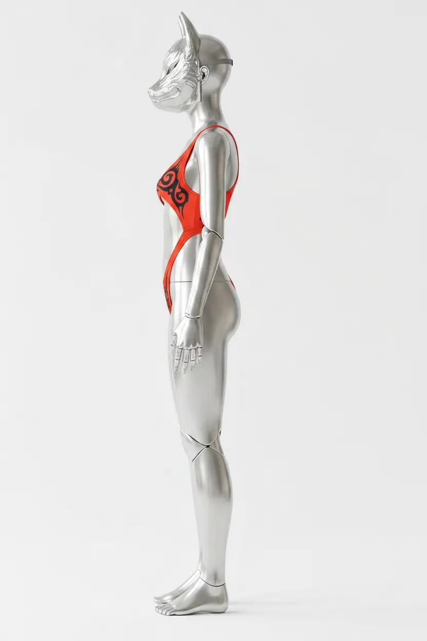 Red Tribal Trikini - Seite auf Fox-Mannequin