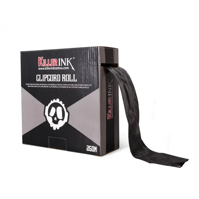 Killer Ink black clip cord sleeve roll 250 meters durable fabric cord for tattooing uncut cable cover