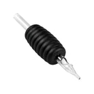 Black rubber-handled killer ink disposable tattoo tube with clear plastic tip and transparent tubing 25mm round grip