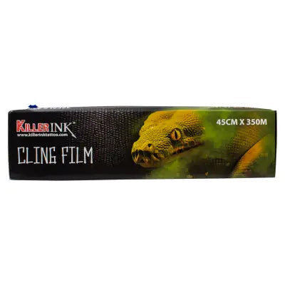 Killer ink easy cut cling film dispenser box with vivid green and yellow snake design 350m x 45cm roll