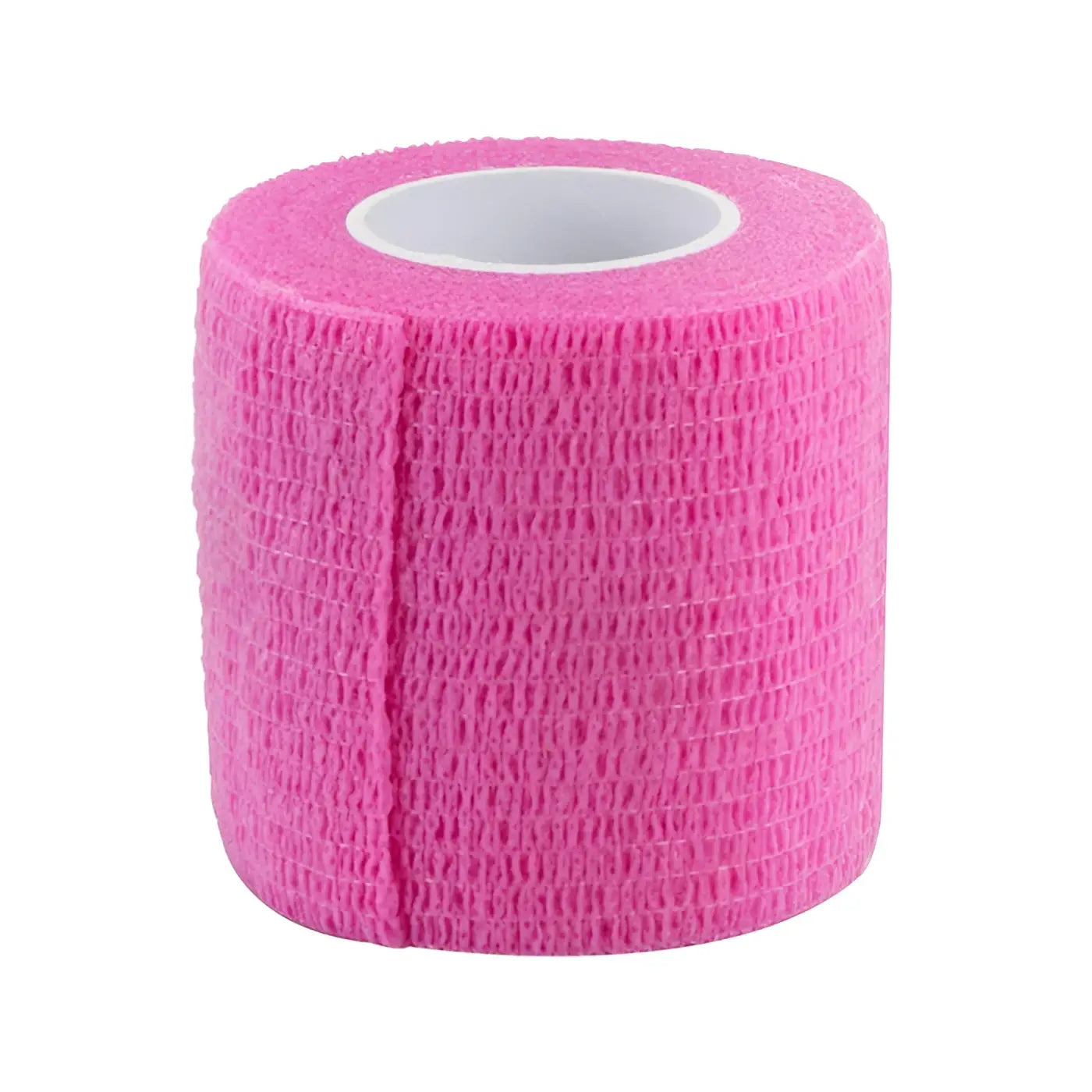 Eine Rolle killer ink Grip Wrap in Pink, 50 mm x 4,5 m, leuchtend pinke, strukturierte elastische Wicklung mit weißem Innenkern