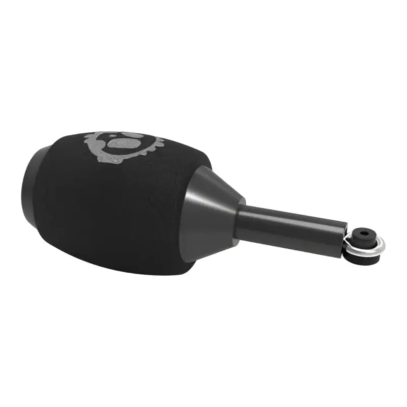 Black foam-covered microphone grip with metallic accent and logo for killer ink memory foam disposable cartridge tubes