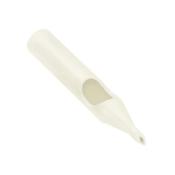 White plastic sterile disposable tattoo needle tip with tapered tip and oval hole by killer ink diamond 50 pcs