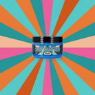 A vibrant blue glossy jar of KOSMOS sky butter slime with a black lid and colorful label showcasing shy butter texture