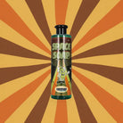 Green translucent bottle of kosmos space soap with a cartoon astronaut character and black cap