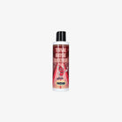 A vibrant red and pink labeled kosmos true rose water bottle with black cap featuring a cartoon character design