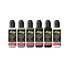 Set of six kuro sumi imperial tattoo ink bottles in marble stone colors including grey black and white 44 ml each