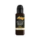 Kuro sumi imperial tattoo ink in mork brun dark brown liquid in black bottle with gold dragon logo and white lettering label