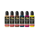 Six kuro sumi imperial tattoo ink bottles in a row with black caps and gold dragon logo labels in anime set