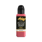 A vibrant pink kuro sumi imperial tattoo ink bottle with black cap and gold dragon logo on label rosa rosa color