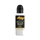 Kuro sumi imperial tattoo ink in imperial white in a sleek white bottle with black cap and gold dragon logo