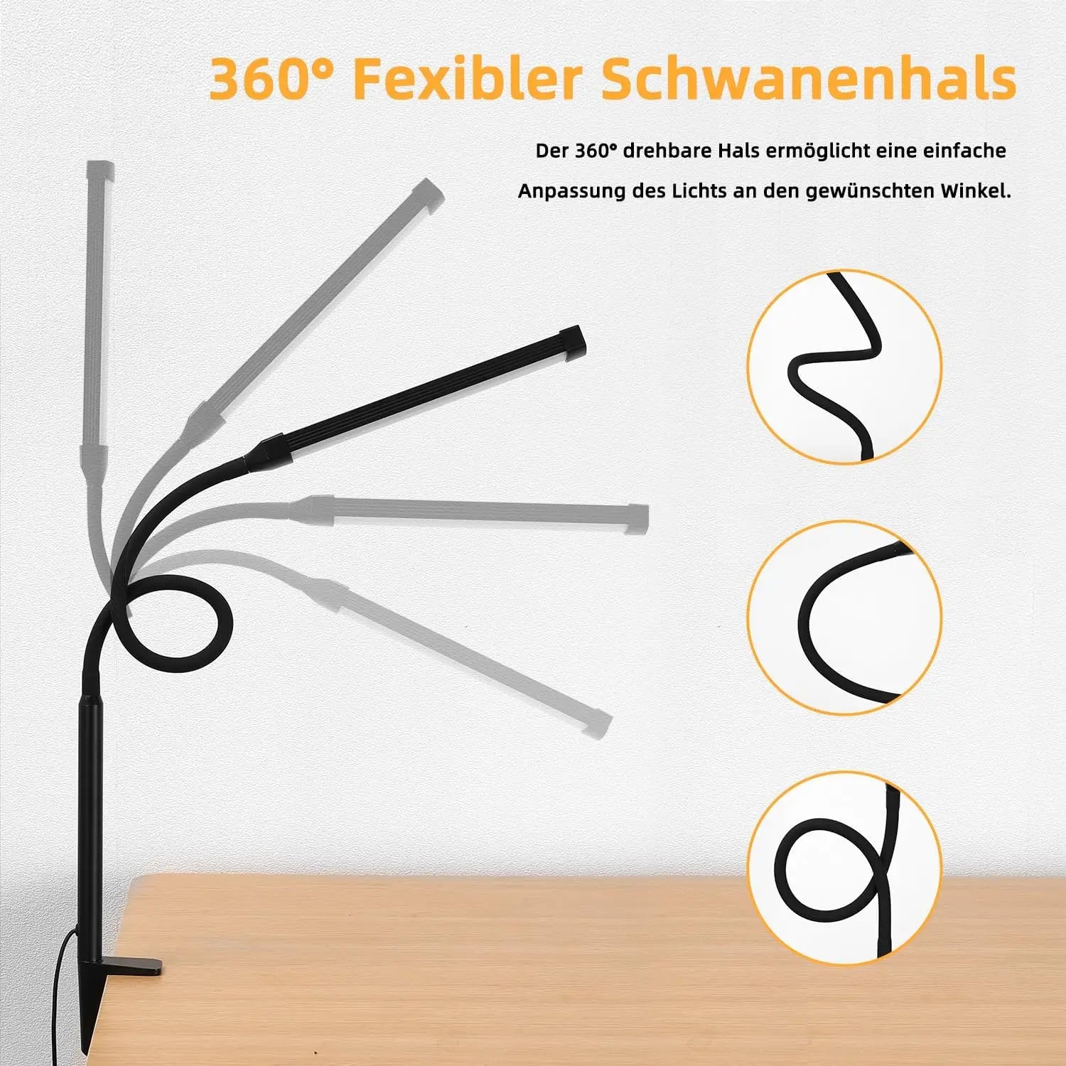 alt
Schwarze LIBORA-LED-Lampe mit 360-Grad-flexiblem, gelenkigem Halsdesign für anpassbare Schreibtischbeleuchtung