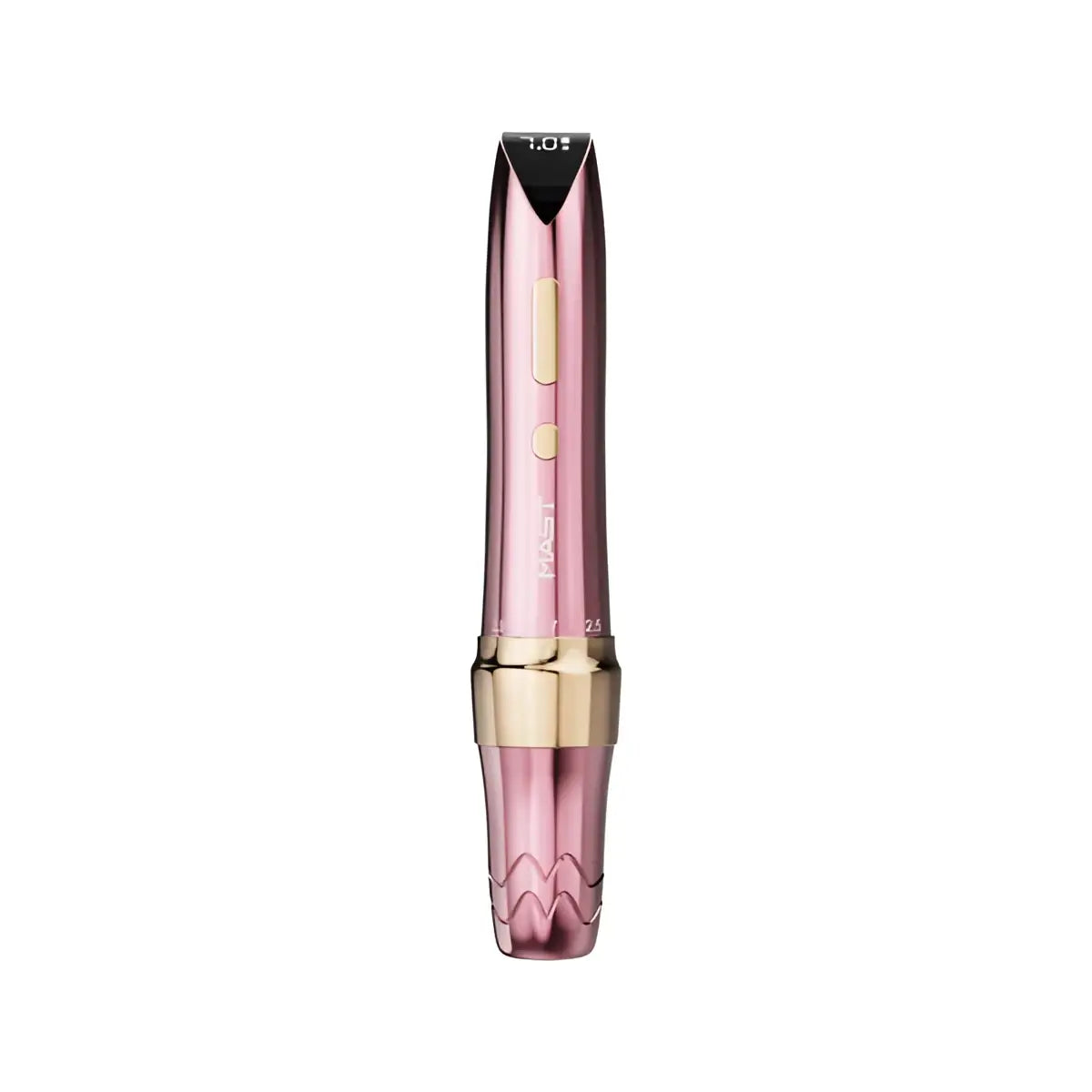 Rosa metallische mast P60 PMU-Maschine kabellos mit goldenen Akzenten und strukturiertem Griff für Tätowieren mit einstellbarem stroke