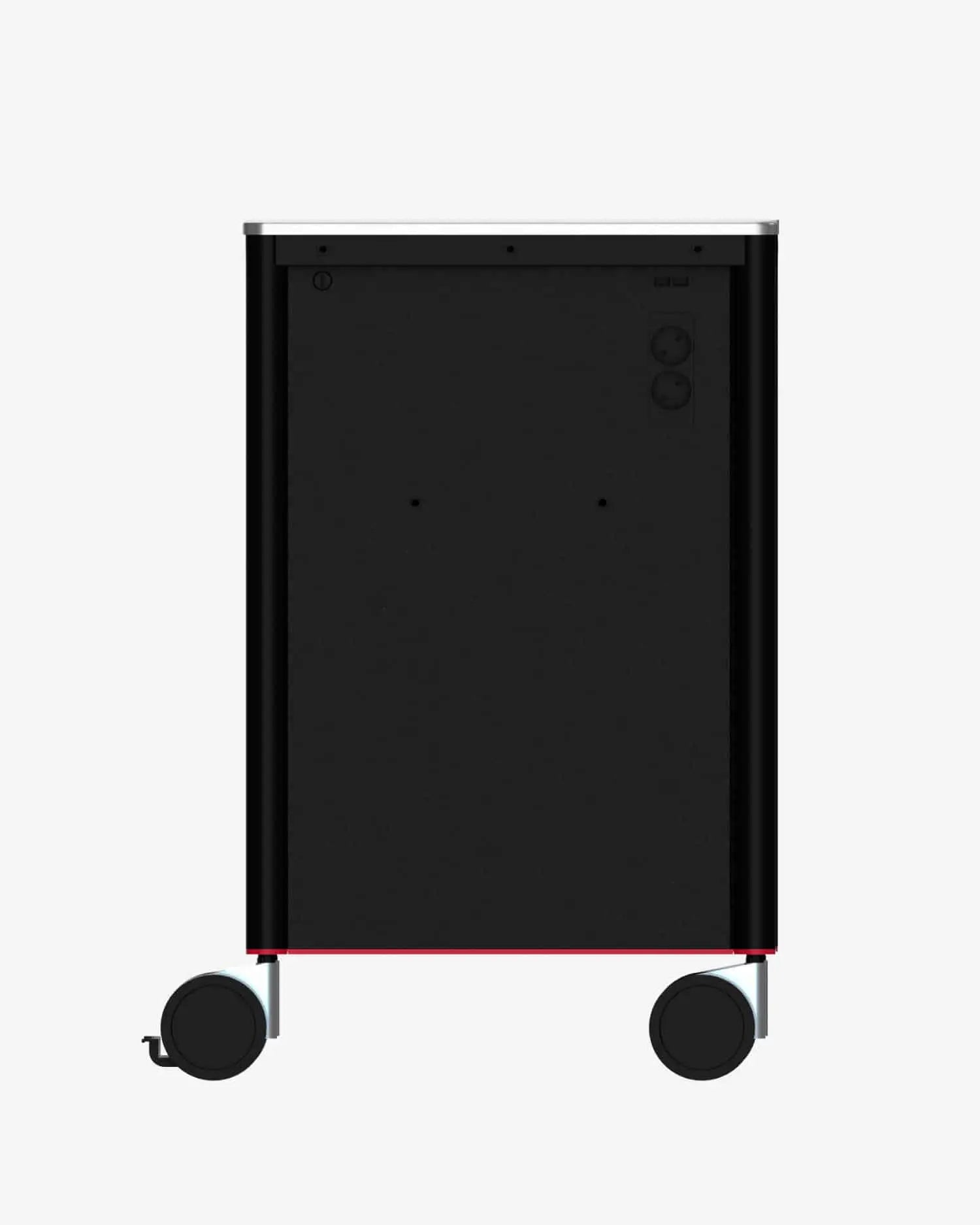 Schwarzer Rollwagen mit elegantem, minimalistischem Design und silbernen Akzenten, vorgestellt in meta Meta 2.0 mad talent pack eu