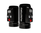 Musotoku universal R-1 black cylindrical battery pack with silver buttons and red indicator light fixture