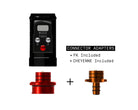 Musotoku universal R-1 black battery pack with digital display silver buttons red central button and red bronze adapters