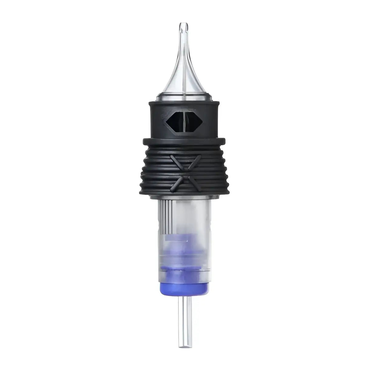 Nexus hohle runde Liner-Tattoo-Nadel-cartridge aus schwarzem transparentem Kunststoff mit blauem Sockel für präzise Farbenanwendung