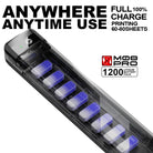 Black m08 pro 1200mah lithium battery pack with transparent casing showing seven blue to white gradient cells for ozer wireless quick thermal stencil printer
