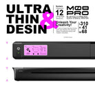 Black ultra-thin mo8 pro bluetooth wireless quick thermal stencil printer with sleek design and pink instructional display