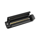 Ozer wireless x thermal stencil printer with black plastic body and gold scanning strip with open lid