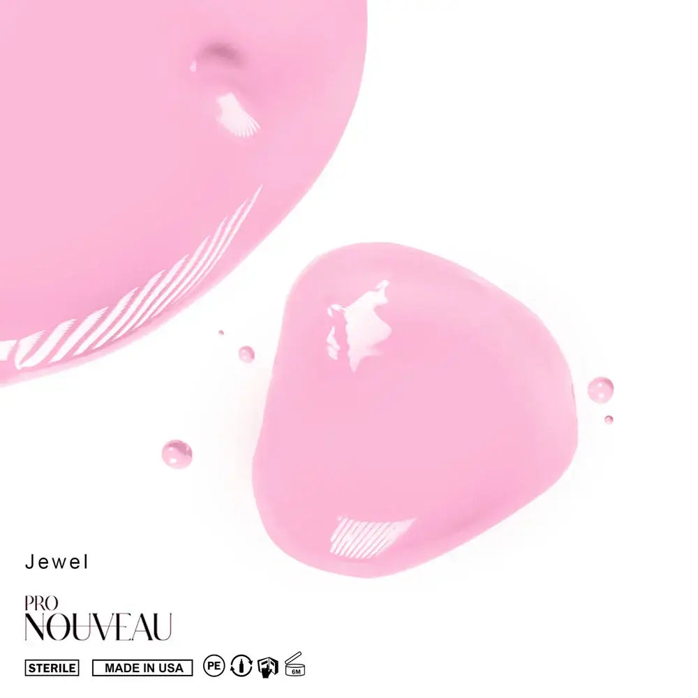 Pro nouveau blush collection pink liquid nail polish with jewel pmu pigment in sleek glossy finish