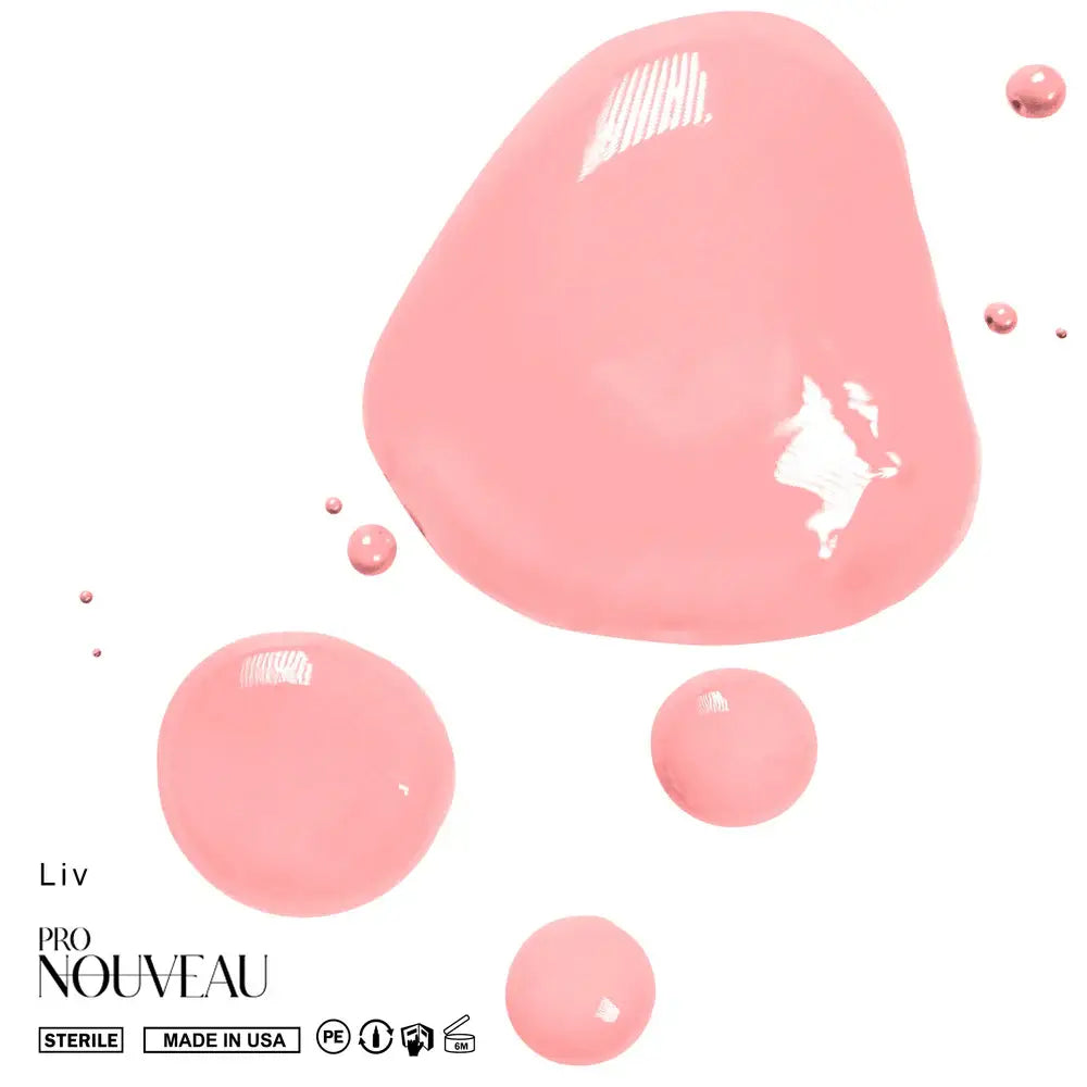 Pink nail polish in a sleek modern bottle with glossy finish from pro nouveau blush collection pmu pigment liv