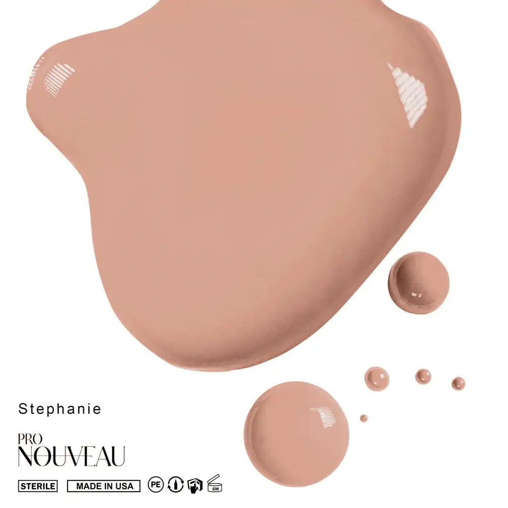 A smooth matte-finish beige liquid paint swatch from pro nouveau blush collection pmu pigment stephanie