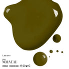 Olive green liquid nail polish in a sleek modern bottle with glossy finish from pro nouveau brows collection pmu pigment leeann