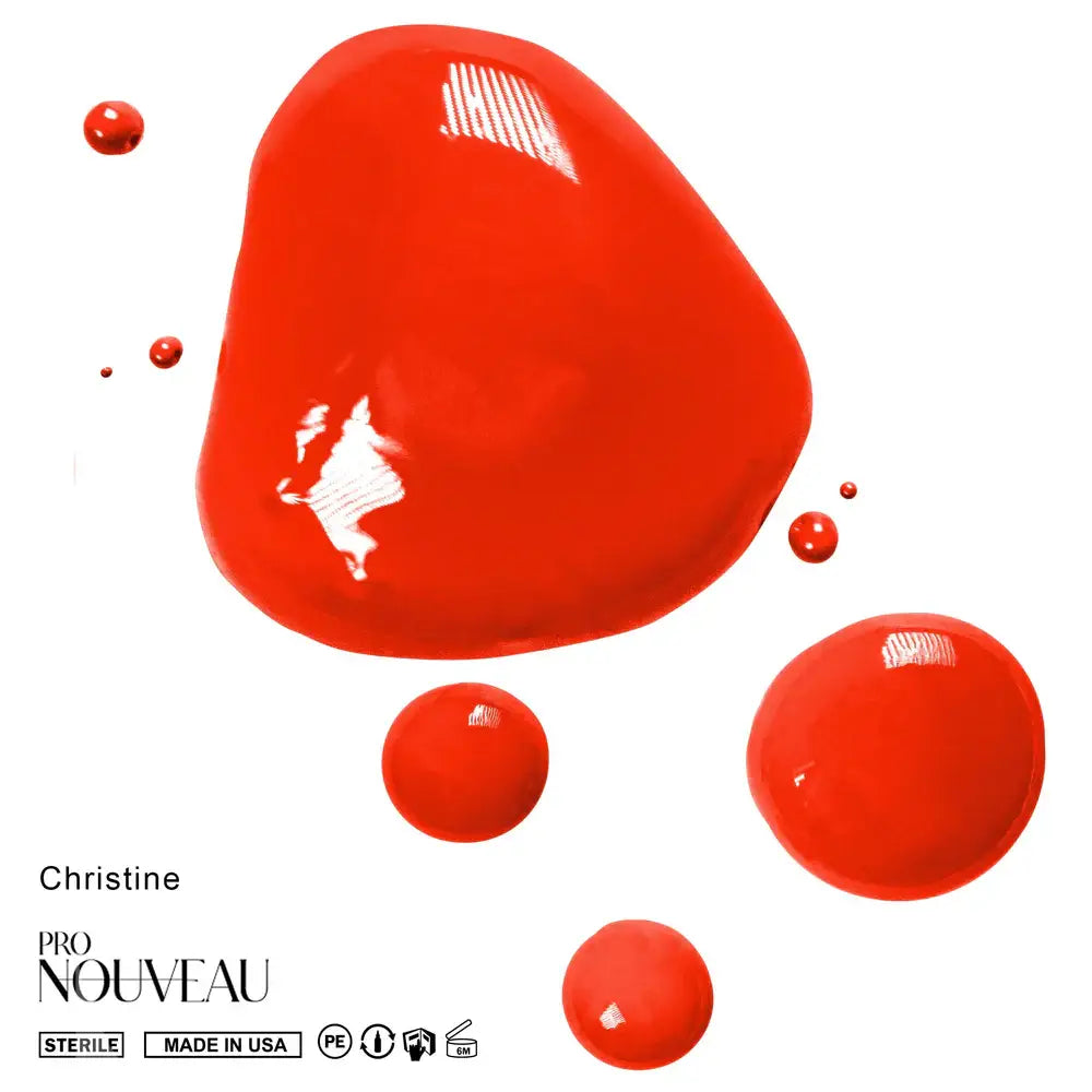 Vibrant rotes, glänzendes Lippenpigment, beschriftet mit christine von PRO NOUVEAU aus der Lips Collection PMU-Pigment
