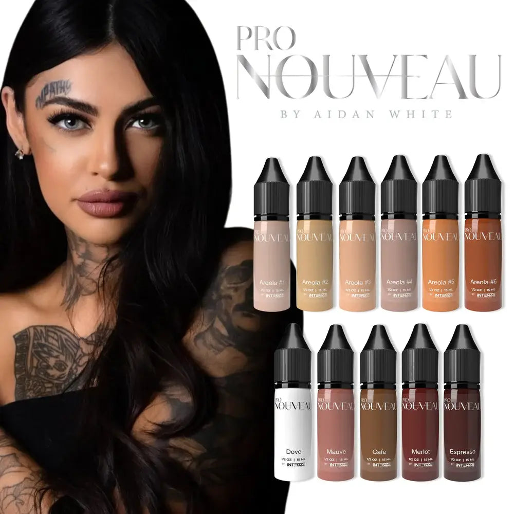 Pro neues pmu Pigment Aidan White Set mit 11 eleganten Flaschen mit braunen und hautfarbenen temporären Tattoo-Farben