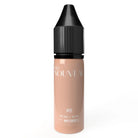 Eine elegante transparente Flasche mit mattschwarzem Tropferdeckel enthält pfirsichfarbenes PMU-Pigment mit der Aufschrift PRO NOUVEAU Nou Tones 8