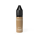 Eine elegante 15 ml matte, hellbraune PRO NOUVEAU Moonray-E-Liquid-Flasche mit schwarzem geripptem Verschluss für die Verwendung mit PMU-Pigmenten