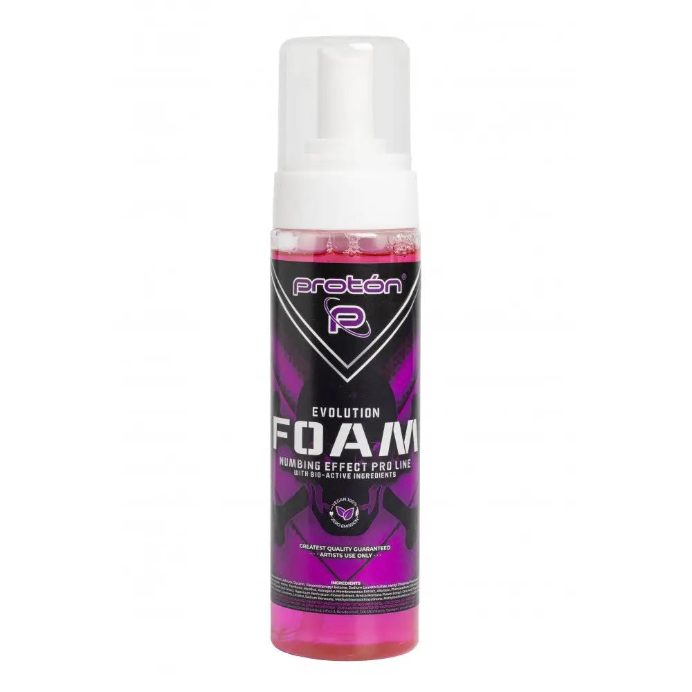 Proton evolution foam numbing effect vibrant pink foaming spray in transparent bottle with white pump 220ml