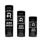 Drei schwarze zylindrische TUBES aus atmungsaktiver transparenter Tattoo-Verbandrolle mit weißem Text und dekorativem Muster