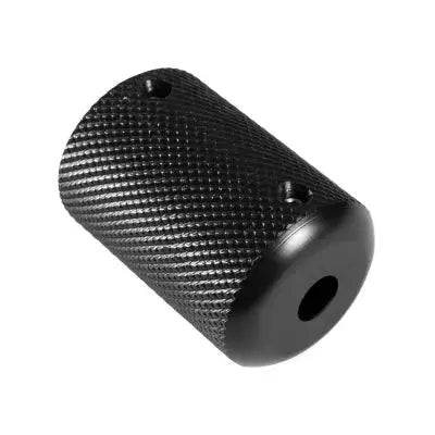 Ronnie starr acetol knurled grip with black textured cylindrical matte finish and two small holes on top