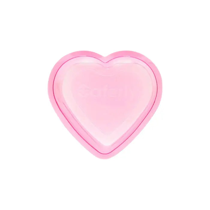 Saferly heart shaped rinse cup in pink with translucent glossy finish and 150ml capacity for safe rinsing