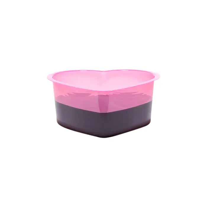 Pink heart shaped plastic rinse cup with dark gray base by SAFERLY 150ml capacity for oral care use