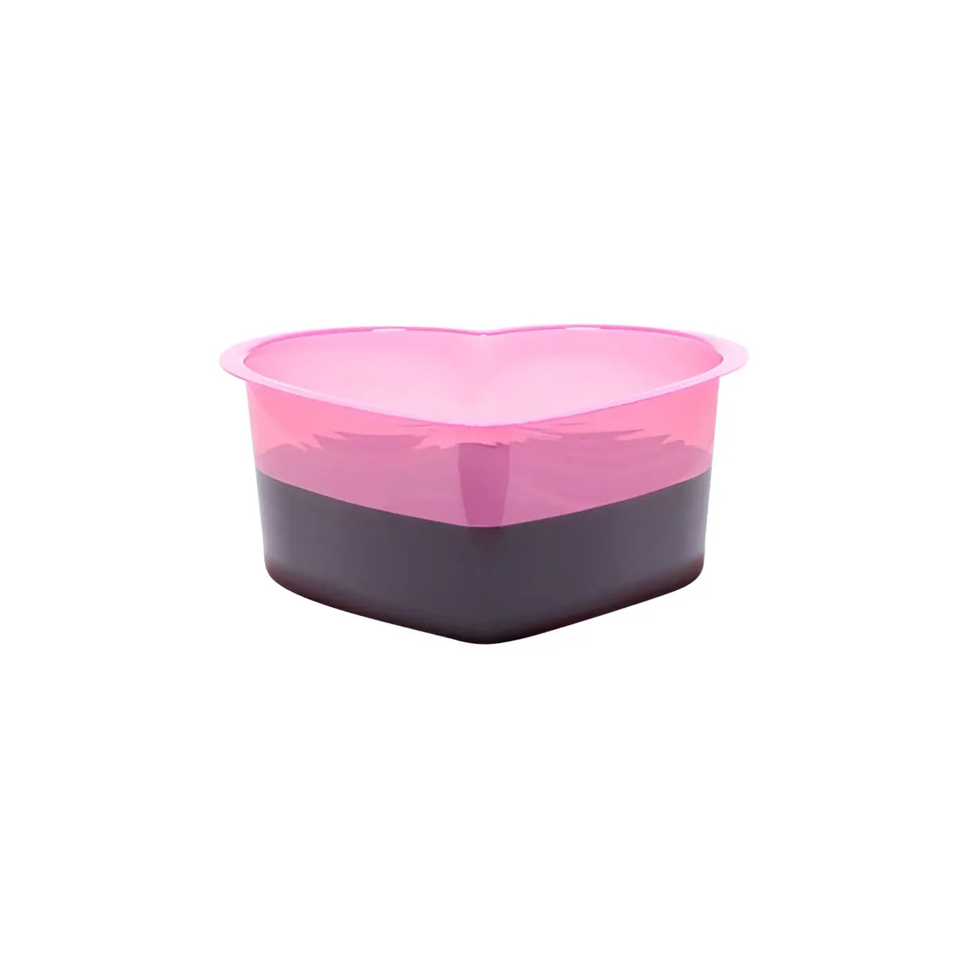 Pink heart shaped plastic rinse cup with dark gray base by SAFERLY 150ml capacity for oral care use