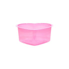 A translucent pink heart shaped plastic rinse cup by SAFERLY with 150ml capacity for safe rinsing use
