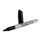 Black sharpie fine point permanent marker 1mm with silver barrel and black cap for precise writing and drawing