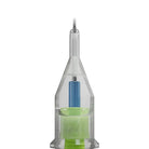 Stellar 2.0 round shader cartridge with clear plastic 1ml syringe, blue plunger, and green liquid inside