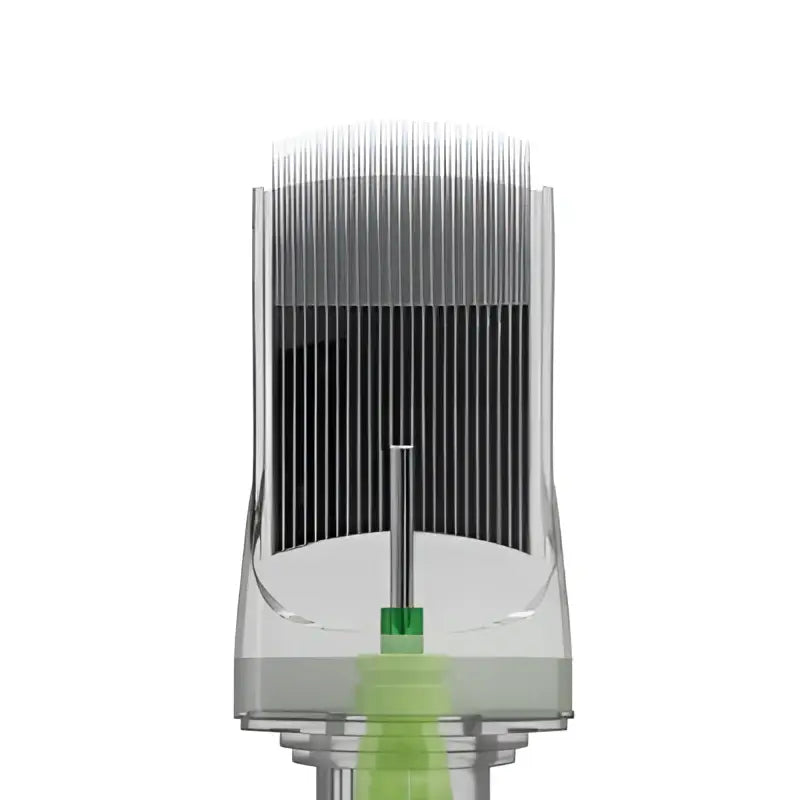 Clear plastic razor head with metallic blades and green accent for stellar 2.0 cartridges xxl curved magnum