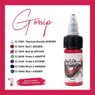 Eine leuchtend rote sublime makellose Tattoo-Farben-Flasche mit schwarzem Deckel und klarem Tropfer für pmu-Pigmentanwendung