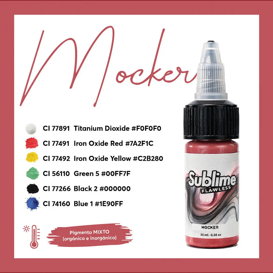 Eine 15 ml Flasche sublime pmu Pigment Mocker Tattoo Farben in kräftigem Rot mit schwarzem Deckel und klarem Tropfer