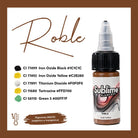Sublime makellose Tattoo-Farben in Eiche in einer 15 ml braunen Flasche mit schwarzem Deckel und klarem Tropfer für den Einsatz als pmu-Pigment