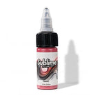 Eine kleine transparente Plastikflasche mit schwarzem Deckel und Tropfer enthält rosa sublime flawless teaser pmu Pigment-Farben.