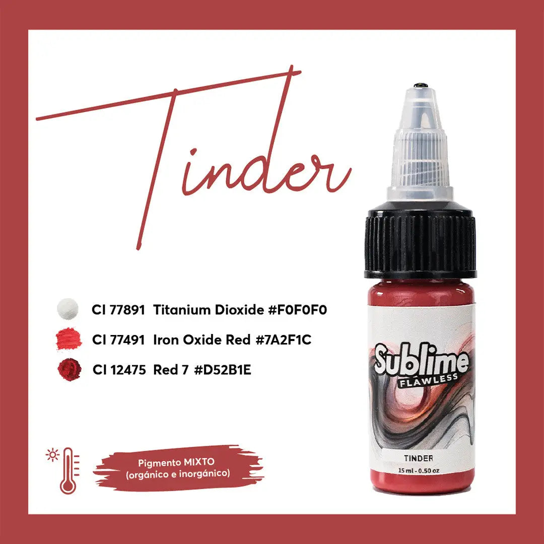 Sublime makellose Tinder-Tätowier-Farben in einer 15-ml-Flasche mit schwarzem Deckel und klarem Tropfer, gefüllt mit roter Flüssigkeit