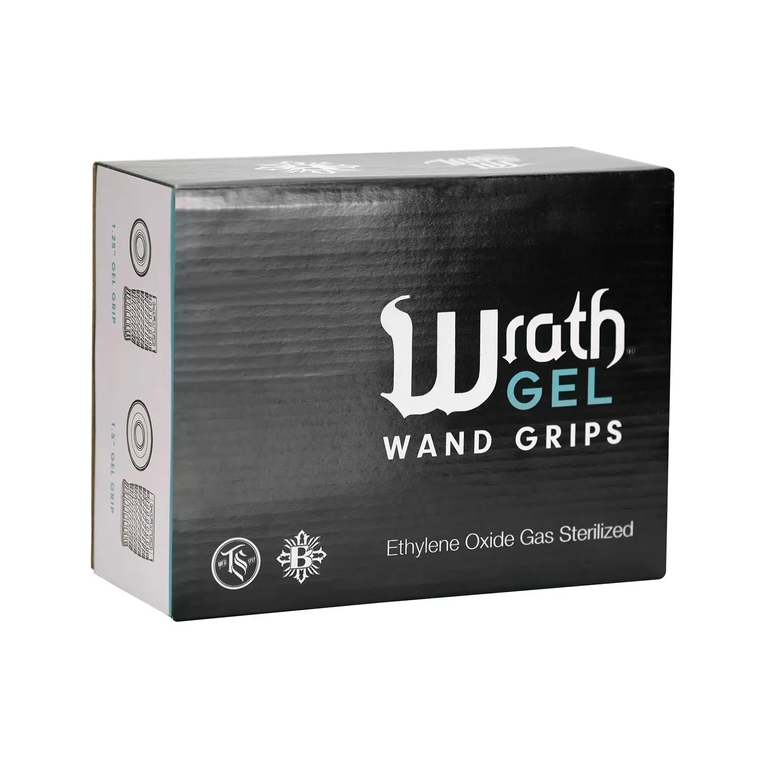 Black rectangular box of tat soul disposable bishop wrath gel wand grips with white and teal branding contains 10pcs